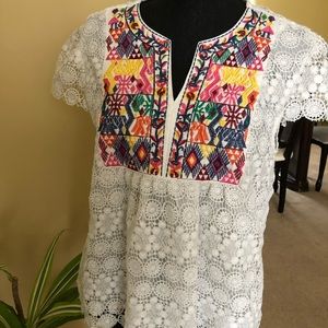 Quilted lace bohemian top